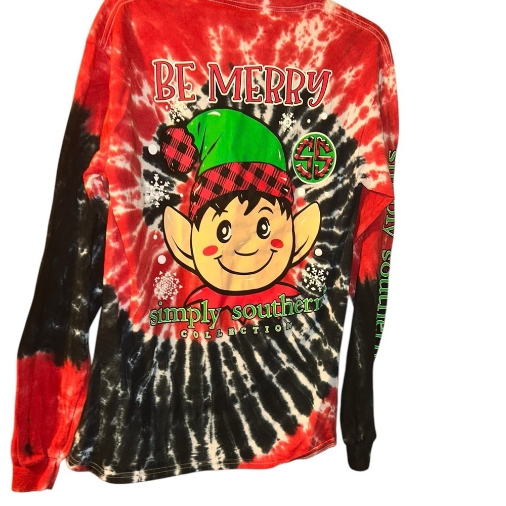 Simply Southern be merry elf Tie Dye Long Sleeve tshirt christmas Medium m